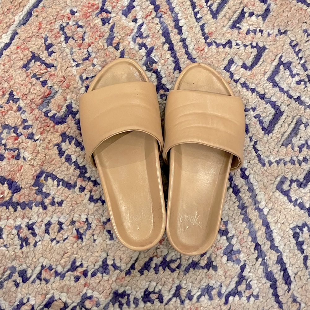 beek Tan Slide Sandals